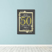 Gold Gem en Glitter 50th Golden Wedding Canvas Afdruk (Insitu (Houten vloer))