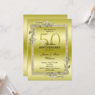 Gold Gem en Glitter 50th Golden Wedding Jubileum Kaart