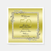 Gold Gem en Glitter 50th Golden Wedding Jubileum Servet (Voorkant)