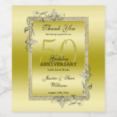 Gold Gem en Glitter 50th Golden Wedding Jubileum Wijn Etiket (Enkel label)
