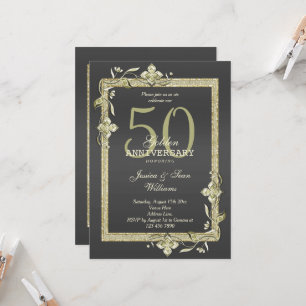 Gold Gem en Glitter 50th Golden Wedding Kaart