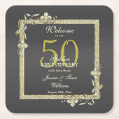 Gold Gem en Glitter 50th Golden Wedding Kartonnen Onderzetters (Voorkant)