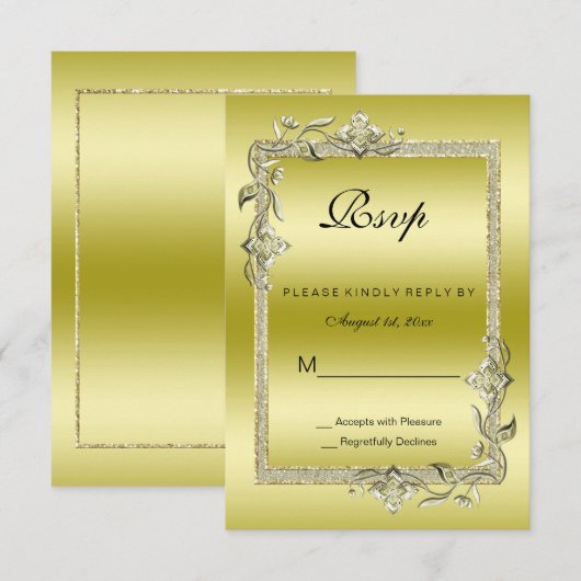 Gold Gem en Glitter 50th Golden Wedding RSVP (Voorkant / Achterkant)