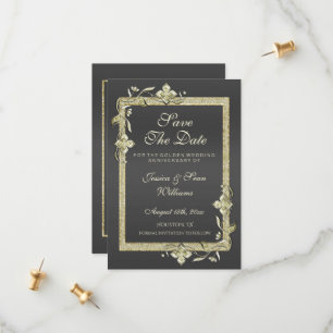 Gold Gem en Glitter 50th Golden Wedding Save The Date