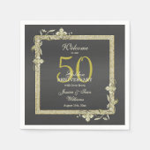 Gold Gem en Glitter 50th Golden Wedding Servet (Voorkant)