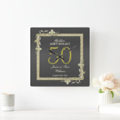 Gold Gem en Glitter 50th Golden Wedding Vierkante Klok (Huis)