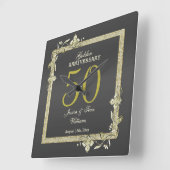 Gold Gem en Glitter 50th Golden Wedding Vierkante Klok (Hoek)