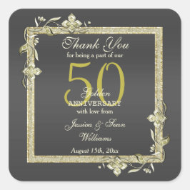 Gold Gem en Glitter 50th Golden Wedding Vierkante Sticker