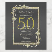 Gold Gem en Glitter 50th Golden Wedding Wijn Etiket (Enkel label)
