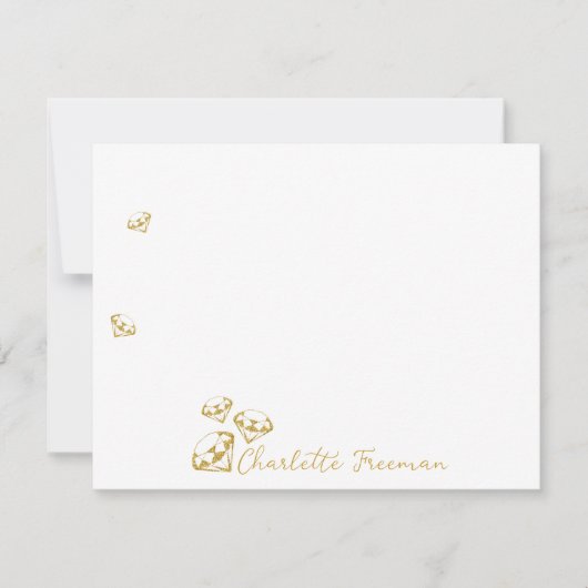 Gold Gem Gepersonaliseerde Script Note-kaarten Notitiekaartje (Voorkant)