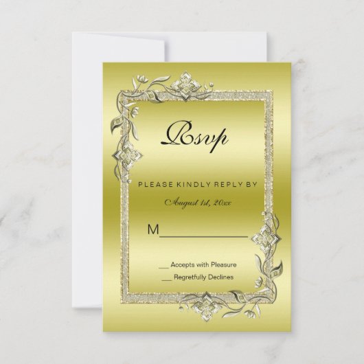 Gold Gem & Glitter 50e Golden Birthday Party RSVP (Voorkant)