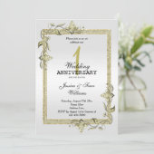 Gold Gem, Glitter en Platinum 1ste bruiloft Kaart (Staand voorkant)