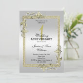 Gold Gem, Glitter en Silver 1st Wedding Kaart (Staand voorkant)