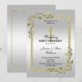 Gold Gem, Glitter en Silver 1st Wedding Kaart (Voorkant / Achterkant)