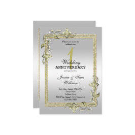 Gold Gem, Glitter en Silver 1st Wedding Kaart
