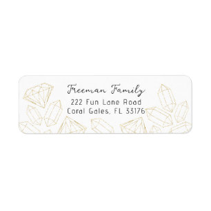 Gold Gem Glitter Retour Adres Label