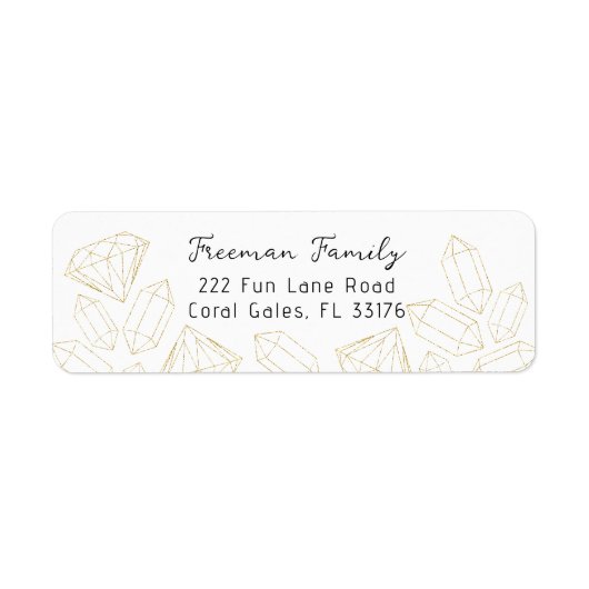 Gold Gem Glitter Retour Adres Label (Voorkant)