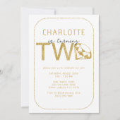 Gold Gem Sparkle Uitnodiging voor het 2e verjaarda (Voorkant)