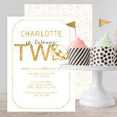 Gold Gem Sparkle Uitnodiging voor het 2e verjaarda