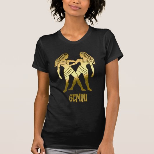 Gold Gemini Astrology Horoscope Zodiac Sign T-shirt (Voorkant)