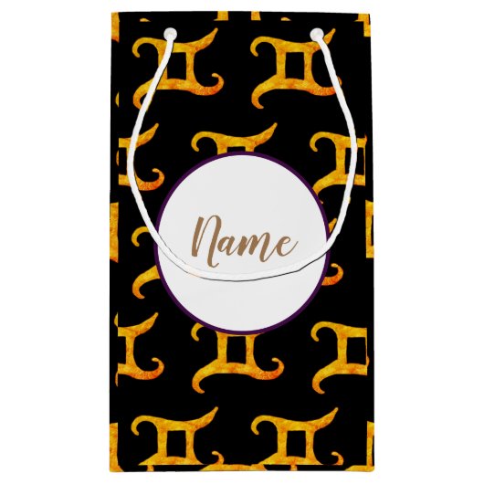 Gold Gemini Astrology Sign Aangepast Klein Cadeauzakje (Achterkant)