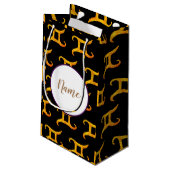 Gold Gemini Astrology Sign Aangepast Klein Cadeauzakje (Achterkant Gekanteld)