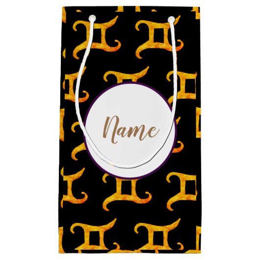 Gold Gemini Astrology Sign Aangepast Klein Cadeauzakje (Voorkant)