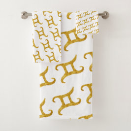 Gold Gemini Astrology Sign Bad Handdoek