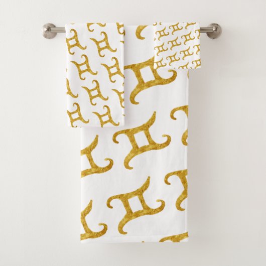 Gold Gemini Astrology Sign Bad Handdoek (Insitu)
