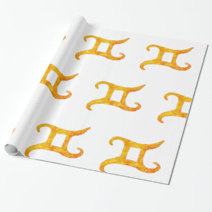Gold Gemini Astrology Sign Cadeaupapier