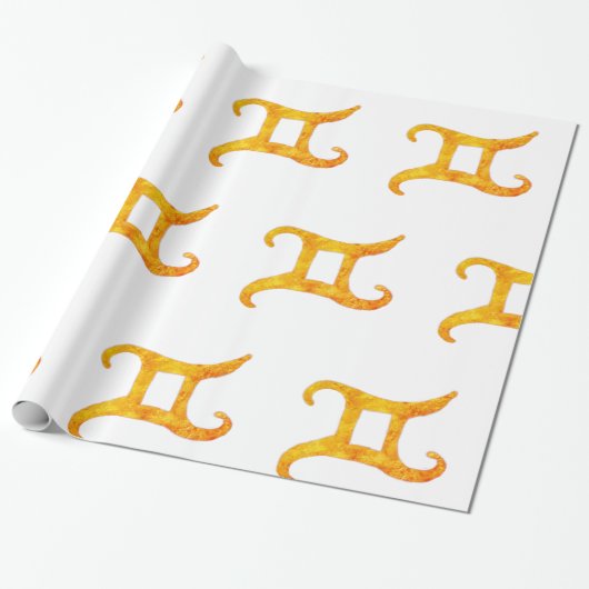 Gold Gemini Astrology Sign Cadeaupapier (Uitgerold)