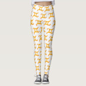 Gold Gemini Astrology Sign Leggings (Voorkant)