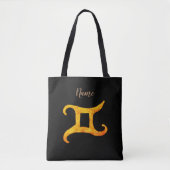 Gold Gemini Astrology Sign Tote Bag (Voorkant)