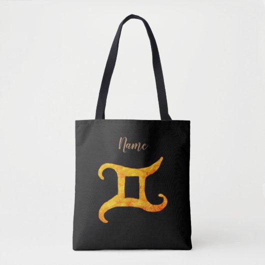 Gold Gemini Astrology Sign Tote Bag (Voorkant)