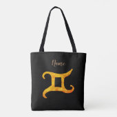 Gold Gemini Astrology Sign Tote Bag (Achterkant)
