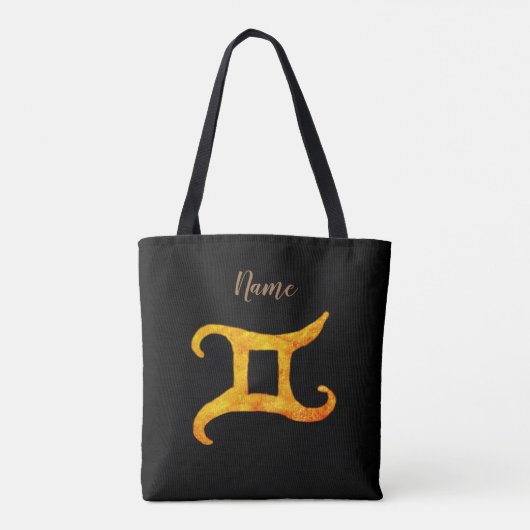 Gold Gemini Astrology Sign Tote Bag (Achterkant)