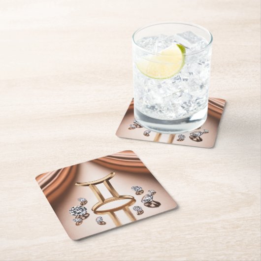 Gold Gemini Glyph Copper Onderzetter Set (Insitu)