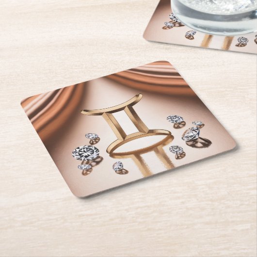 Gold Gemini Glyph Copper Onderzetter Set (Schuin)