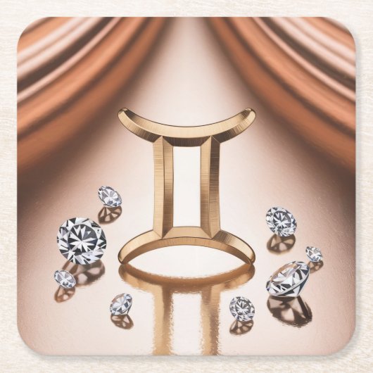 Gold Gemini Glyph Copper Onderzetter Set (Voorkant)