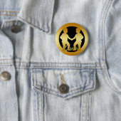 GOLD GEMINI ZODIAC SIGN RONDE BUTTON 5,7 CM (In situ)