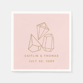 Gold Gemstenen Blush Pink Wedding Custom Napkins Servet