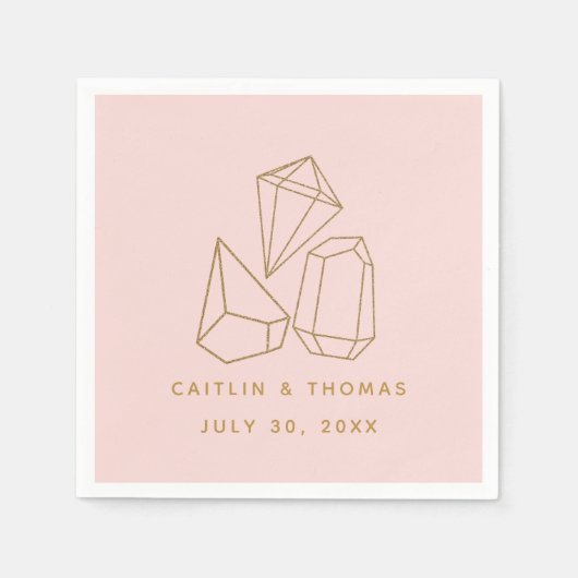 Gold Gemstenen Blush Pink Wedding Custom Napkins Servet (Voorkant)