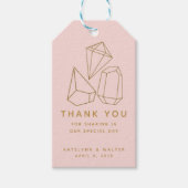 Gold Gemstenen Blush PInk Wedding Favor Bedankt Cadeaulabel (Voorkant)