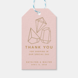 Gold Gemstenen Blush PInk Wedding Favor Bedankt Cadeaulabel