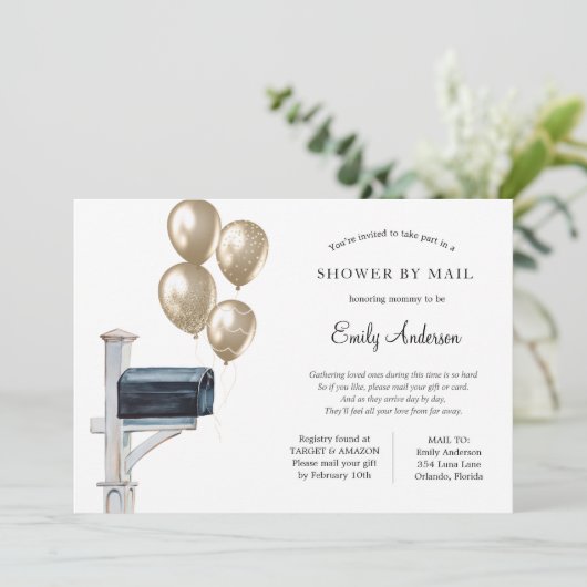 Gold Gender Neutraal Baby shower per Mail Kaart (Staand voorkant)