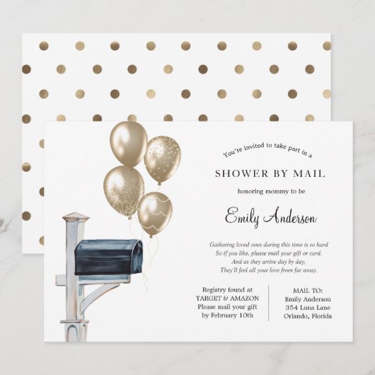 Gold Gender Neutraal Baby shower per Mail Kaart (Voorkant / Achterkant)