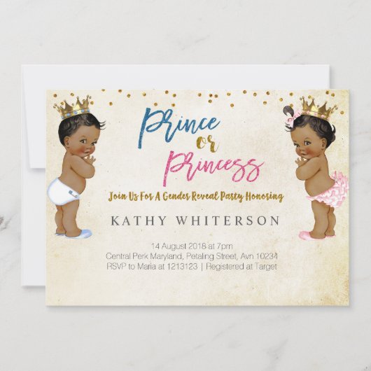 Gold gender reveal Uitnodiging (Voorkant)