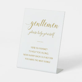 Gold Gentlemen Bathroom Basket Elegant Wedding Reclamebord Met Voetstuk