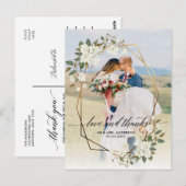 Gold Geo Lijst Magnolia foto bruiloft dank u Briefkaart (Voorkant / Achterkant)