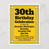 Gold Geometric 30th Birthday Invite Briefkaart (Voorkant)